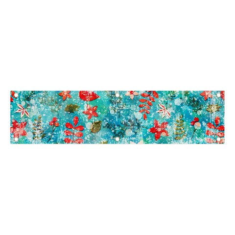 Snowy Winter Foliage, Adoxali, Christmas, Berry, Blue Banner and Sign 4  x 1  from ArtsNow.com Front