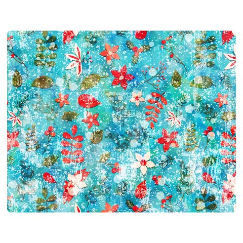 Snowy Winter Foliage, Adoxali, Christmas, Berry, Blue Premium Plush Fleece Blanket (Medium) from ArtsNow.com 60 x50  Blanket Front