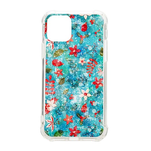 Snowy Winter Foliage, Adoxali, Christmas, Berry, Blue iPhone 11 Pro 5.8 Inch TPU UV Print Case from ArtsNow.com Front