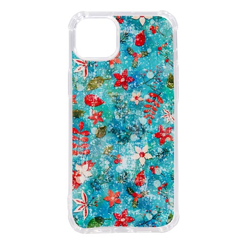 Snowy Winter Foliage, Adoxali, Christmas, Berry, Blue iPhone 14 Plus TPU UV Print Case from ArtsNow.com Front