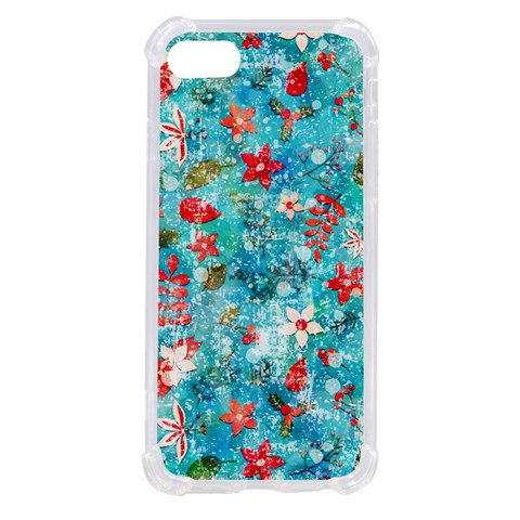 Snowy Winter Foliage, Adoxali, Christmas, Berry, Blue iPhone SE from ArtsNow.com Front