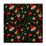 Texture, Pattern, Red, Craciun, Christmas, Hat, Santa, Green Tile Coaster