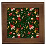 Texture, Pattern, Red, Craciun, Christmas, Hat, Santa, Green Framed Tile