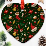 Texture, Pattern, Red, Craciun, Christmas, Hat, Santa, Green Ornament (Heart)