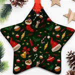 Texture, Pattern, Red, Craciun, Christmas, Hat, Santa, Green Ornament (Star)