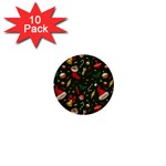 Texture, Pattern, Red, Craciun, Christmas, Hat, Santa, Green 1  Mini Buttons (10 pack) 