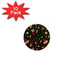 Texture, Pattern, Red, Craciun, Christmas, Hat, Santa, Green 1  Mini Magnet (10 pack) 