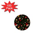 Texture, Pattern, Red, Craciun, Christmas, Hat, Santa, Green 1  Mini Buttons (100 pack) 