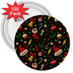 Texture, Pattern, Red, Craciun, Christmas, Hat, Santa, Green 3  Buttons (100 pack) 