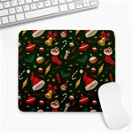 Texture, Pattern, Red, Craciun, Christmas, Hat, Santa, Green Large Mousepad