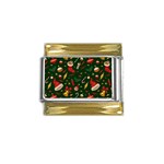 Texture, Pattern, Red, Craciun, Christmas, Hat, Santa, Green Gold Trim Italian Charm (9mm)