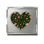 Texture, Pattern, Red, Craciun, Christmas, Hat, Santa, Green Mega Link Heart Italian Charm (18mm)