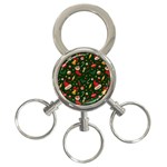 Texture, Pattern, Red, Craciun, Christmas, Hat, Santa, Green 3-Ring Key Chain