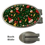 Texture, Pattern, Red, Craciun, Christmas, Hat, Santa, Green Money Clips (Oval) 