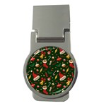 Texture, Pattern, Red, Craciun, Christmas, Hat, Santa, Green Money Clips (Round) 