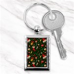 Texture, Pattern, Red, Craciun, Christmas, Hat, Santa, Green Key Chain (Rectangle)