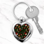 Texture, Pattern, Red, Craciun, Christmas, Hat, Santa, Green Key Chain (Heart)