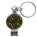 Texture, Pattern, Red, Craciun, Christmas, Hat, Santa, Green Nail Clippers Key Chain