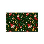 Texture, Pattern, Red, Craciun, Christmas, Hat, Santa, Green Sticker (Rectangular)