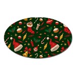 Texture, Pattern, Red, Craciun, Christmas, Hat, Santa, Green Oval Magnet