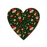 Texture, Pattern, Red, Craciun, Christmas, Hat, Santa, Green Heart Magnet