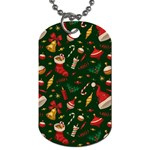 Texture, Pattern, Red, Craciun, Christmas, Hat, Santa, Green Dog Tag (One Side)