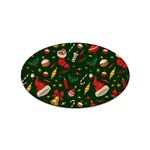 Texture, Pattern, Red, Craciun, Christmas, Hat, Santa, Green Sticker Oval (10 pack)