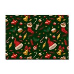 Texture, Pattern, Red, Craciun, Christmas, Hat, Santa, Green Sticker A4 (10 pack)