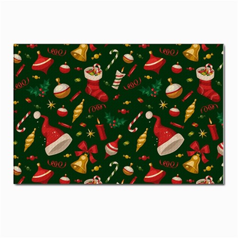 Texture, Pattern, Red, Craciun, Christmas, Hat, Santa, Green Postcard 4 x 6  (Pkg of 10) from ArtsNow.com Front