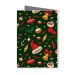 Texture, Pattern, Red, Craciun, Christmas, Hat, Santa, Green Mini Greeting Cards (Pkg of 8)