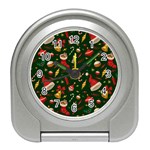 Texture, Pattern, Red, Craciun, Christmas, Hat, Santa, Green Travel Alarm Clock