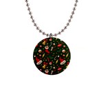 Texture, Pattern, Red, Craciun, Christmas, Hat, Santa, Green 1  Button Necklace