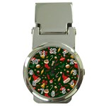 Texture, Pattern, Red, Craciun, Christmas, Hat, Santa, Green Money Clip Watches