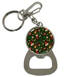 Texture, Pattern, Red, Craciun, Christmas, Hat, Santa, Green Bottle Opener Key Chain