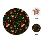 Texture, Pattern, Red, Craciun, Christmas, Hat, Santa, Green Playing Cards Single Design (Round)