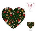 Texture, Pattern, Red, Craciun, Christmas, Hat, Santa, Green Playing Cards Single Design (Heart)