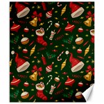 Texture, Pattern, Red, Craciun, Christmas, Hat, Santa, Green Canvas 8  x 10 