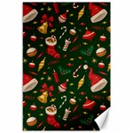 Texture, Pattern, Red, Craciun, Christmas, Hat, Santa, Green Canvas 12  x 18 