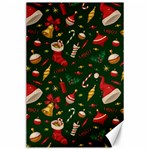 Texture, Pattern, Red, Craciun, Christmas, Hat, Santa, Green Canvas 24  x 36 