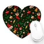 Texture, Pattern, Red, Craciun, Christmas, Hat, Santa, Green Heart Mousepad