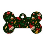 Texture, Pattern, Red, Craciun, Christmas, Hat, Santa, Green Dog Tag Bone (Two Sides)