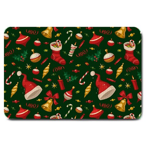 Texture, Pattern, Red, Craciun, Christmas, Hat, Santa, Green Large Doormat from ArtsNow.com 30 x20  Door Mat