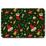 Texture, Pattern, Red, Craciun, Christmas, Hat, Santa, Green Large Doormat