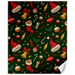 Texture, Pattern, Red, Craciun, Christmas, Hat, Santa, Green Canvas 11  x 14 