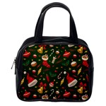 Texture, Pattern, Red, Craciun, Christmas, Hat, Santa, Green Classic Handbag (One Side)