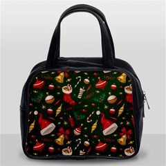 Texture, Pattern, Red, Craciun, Christmas, Hat, Santa, Green Classic Handbag (Two Sides) from ArtsNow.com Front