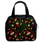 Texture, Pattern, Red, Craciun, Christmas, Hat, Santa, Green Classic Handbag (Two Sides)