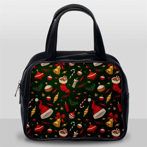 Texture, Pattern, Red, Craciun, Christmas, Hat, Santa, Green Classic Handbag (Two Sides) from ArtsNow.com Back