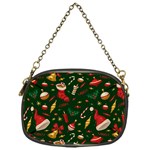 Texture, Pattern, Red, Craciun, Christmas, Hat, Santa, Green Chain Purse (One Side)