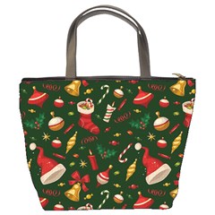 Texture, Pattern, Red, Craciun, Christmas, Hat, Santa, Green Bucket Bag from ArtsNow.com Back